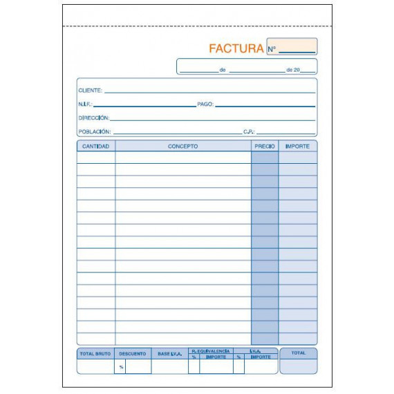 TALONARIO DE FACTURAS TAMA¥O FOLIO
