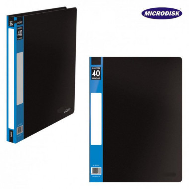 CARPETA FOLIO 40 FUNDAS TAPA RIGIDA MTL