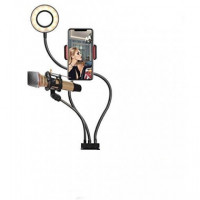 ULTRAPIX Soporte Flexible de Movil y Microfono con Anilla de Luz 3.5" 9CM UPFK-AL06II