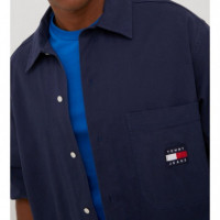 Camisa TOMMY JEANS Azul Marino con Logo Pb - Guanxe Atlantic Marketplace