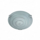 Plafon Espiral 1 Luz Gris Alumnio Cristal Blanco 6151011-01