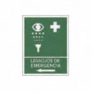 Cartel PVC 21X30 Fluorescente Lavaojos Emergencia Izquierda