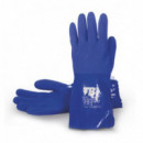 Guante PVC Azul Triple Baño 1.5MM Largo 30 Cm