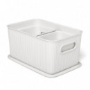 Set 3 Cestas 5L+2X1,5L+ Tapa Baobad Blanco  TATAY