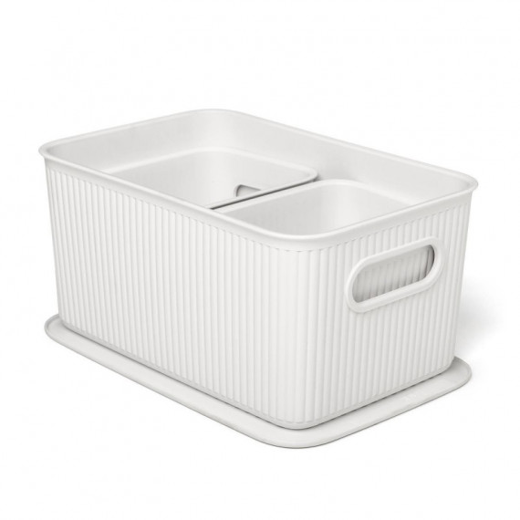 Set 3 Cestas 5L+2X1,5L+ Tapa Baobad Blanco  TATAY