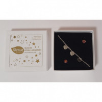 Farmabijoux Pulsera Corazon Plateado + Pendiente  FARMA BIJOUX
