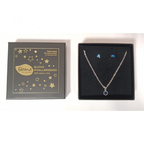 Farmabijoux Colgante Piedra Azul + Pendientes  FARMA BIJOUX