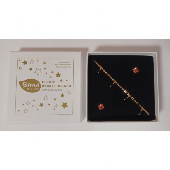 Farmabijoux Pulsera Dorada-negra + Pendientes  FARMA BIJOUX