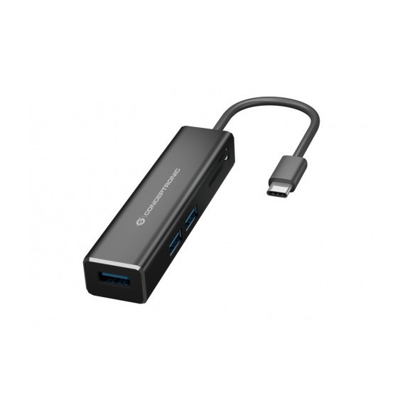 CONCEPTRONIC Hub Usb-c a Puertos USB 3.0 y Lector de Tarjetas Sd / Microsd DONN08B