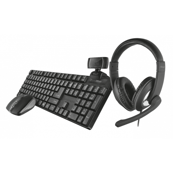 TRUST Bundle Home Office   Incluye Headset Reno Teclado y Raton Ximo y una Webcam Trino HD