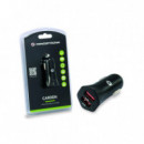 CONCEPTRONIC Cargador de Coche Us 2 Puertos y 24W CARDEN04B