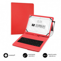 SUBBLIM Funda con Teclado Keytab Pro Micro USB - USB C Red - Guanxe Atlantic Marketplace