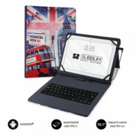 SUBBLIM Funda con Teclado Keytab Pro Micro USB - USB C England - Guanxe Atlantic Marketplace