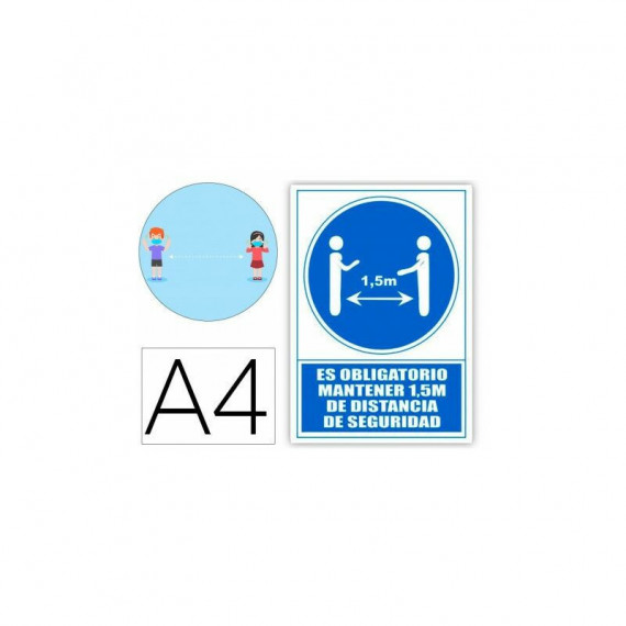 Archivo 2000 Señal Obligatorio Mantener la Distancia de Seguridad 1,5M 210X297 PVC Azul y Blanco