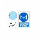 Archivo 2000 Señal Obligatorio Mantener la Distancia de Seguridad 1,5M 210X297 PVC Azul y Blanco