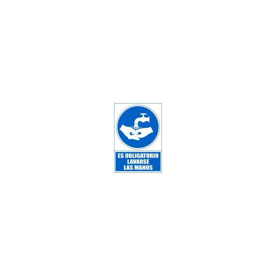 Archivo 2000 Señal Obligatorio Lavarse las Manos 210X297 PVC Azul y Blanco