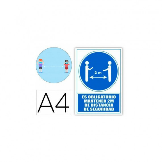 Archivo 2000 Señal Obligatorio Mantener la Distancia de Seguridad 2M 210X297 PVC Azul y Blanco