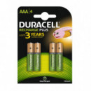 DURACELL Pila Recargable HR03 Aaa 750MAH BLISTER*4 DURHR03P4B