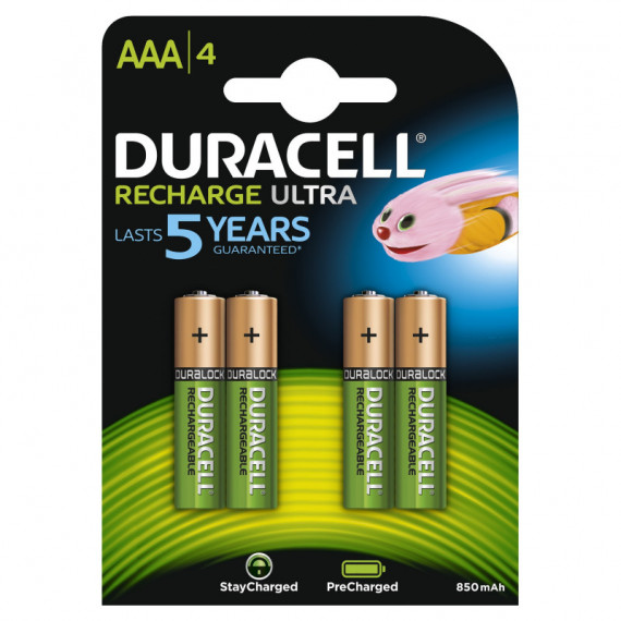 DURACELL DUR20382 Paquete de 4 Pilas Recargable Ultra 900MAH Aaa