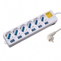 EWENT Regleta 6 Tomas Schuko con Interruptor Individual - Guanxe Atlantic Marketplace