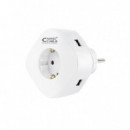 NANOCABLE Base Corriente con 3 Tomas USB con Enchufe Integrado