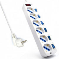 EWENT Regleta 6 Tomas Schuko con Interruptor Individual 3M - Guanxe Atlantic Marketplace