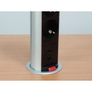 EQUIP Regleta Pop-up para Mesa 3 Tomas + 2 Puertos USB con Interruptor Aluminio Diametro 60MM