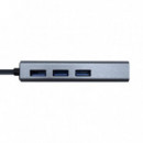 AISENS Conversor Usb-c a  Ethernet Gigabit 10/100/1000 Mbps + Hub 3XUSB 3.0 15CM