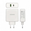 AISENS Cargador Pared 48W Blanco 1XUSB-C PD3.0 30W, 1XUSB-A QC3.0 18W
