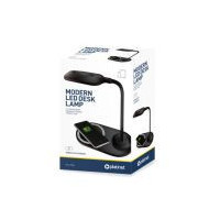 PLATINET Lampara de Mesa Led + Cargador Inalambrico Negro