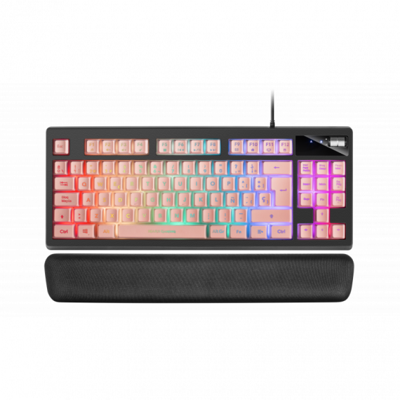 MARS GAMING Teclado Gaming H-mecanico Compacto Tkl Mkaxpes  Botones Color Pink Estructura Black Boton Roller Tecnologia H-mech