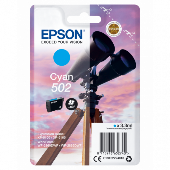 EPSON Cartucho Tinta T02V2 Nº 502 Cian