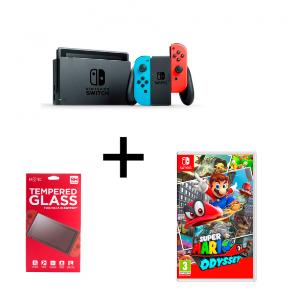 NINTENDO Switch + Mario Odyssey + Protector