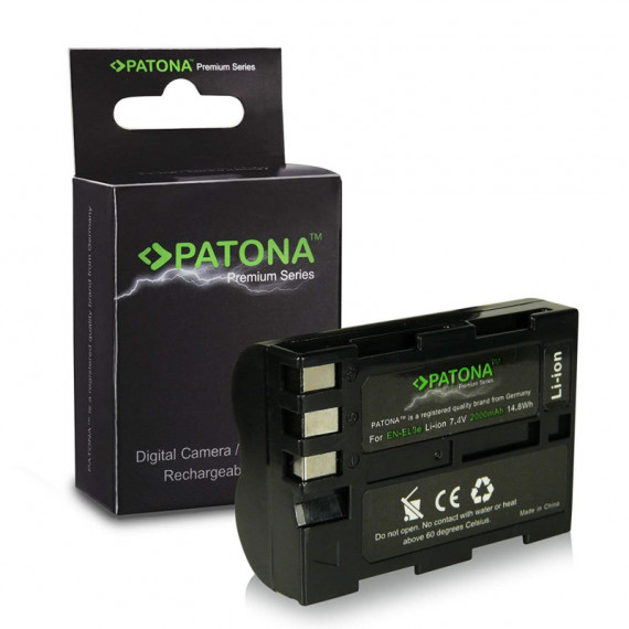 PATONA Bateria EN-EL3E, Li-ion Premium, Negro