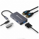 Dock USB-C PHOENIX Multipuerto 5 en 1 HDMI 4K/VGA/USB 3.0 Black