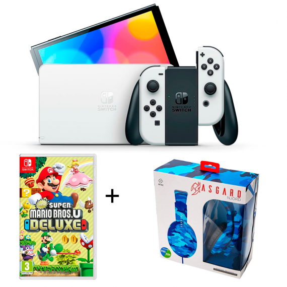 NINTENDO Switch Oled 7" + Super Mario Bros.u Deluxe + Auricular