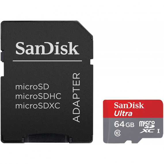 SANDISK Ultra - Tarjeta de Memoria Micro Sdhc de 64 Gb con Adaptador Sd