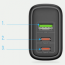 DUX DUCIS Cargador de Pared de Viaje C110 65W 2X USB Tipo C / 1X USB Power Delivery Quick Charge Negro