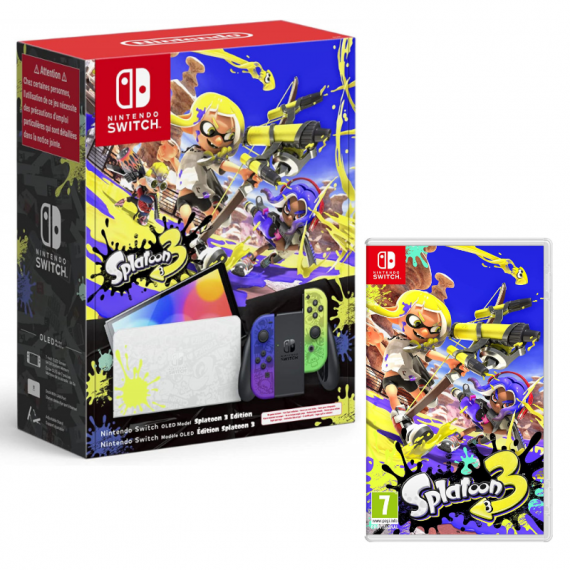 NINTENDO Switch Oled Edición Limitada Splatoon 3 + Juego Splatoon 3