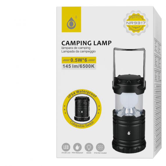 Linterna de Camping plegable,Resistentes al Agua,6 hora de uso,Negro