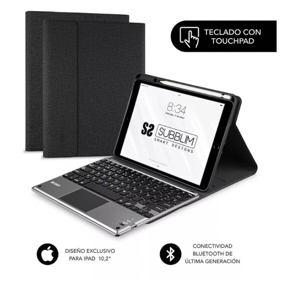 SUBBLIM Funda con Teclado Touchpad Ipad 10,2" Negro BTPI01