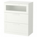 Brimnes Comoda 3 Cajones 78X95 Blanco/vidrio Esmerilado  IKEA