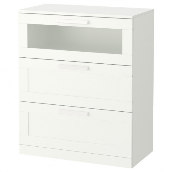 Brimnes Comoda 3 Cajones 78X95 Blanco/vidrio Esmerilado  IKEA