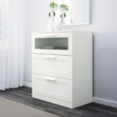 Brimnes Comoda 3 Cajones 78X95 Blanco/vidrio Esmerilado  IKEA