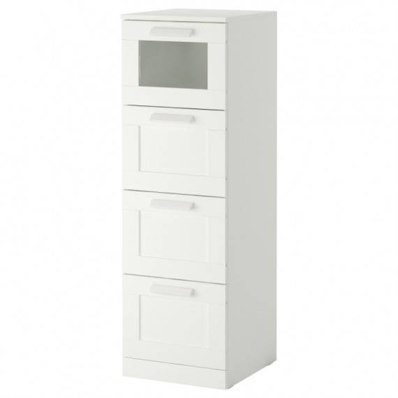 Brimnes Comoda 4 Cajones 39X124 Blanco/vidrio Esmerilado  IKEA