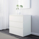 Malm Comoda 3 Cajones 80X78 Blanco  IKEA