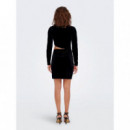 Vestido Cut Out de Manga Larga en Terciopelo Smooth Velvet de ONLY