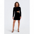 Vestido Cut Out de Manga Larga en Terciopelo Smooth Velvet de ONLY