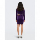 Vestido Cut Out de Manga Larga en Terciopelo Smooth Velvet de ONLY