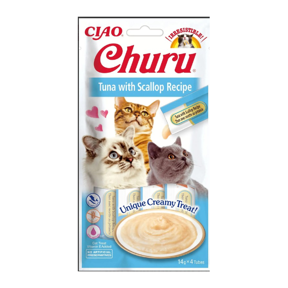 CHURU Gato Snack Pure Atun y Vieira 4X14 Gr